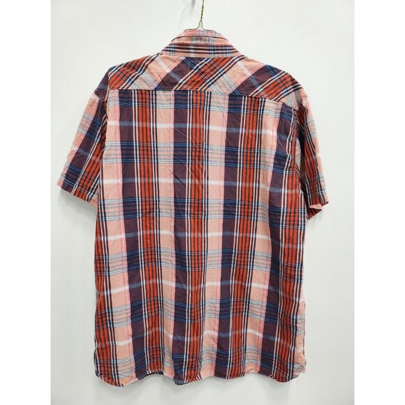 Levi's Mens Shirt Size XXL Orange Navy Plaid Short Sleeve Button Down Casual - Picture 2 of 8